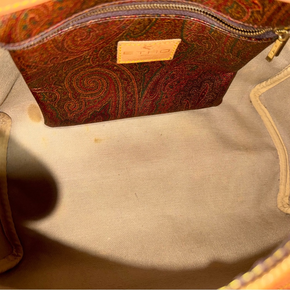 ETRO Milano Paisley Boston Bag Brown Leather Speedy Satchel Made in Italy - Picture 10 of 10